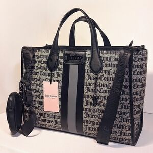 Juicy Couture Black & Gray Logo Tote Bag